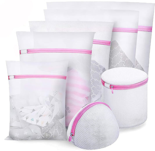 IZEYNO Set of 7 Mesh Laundry Bags, Travel Storage Organize Bag, Clothing Washing Bags for Laundry, Blouse, Bra, Hosiery, Stocking, Underwear, Lingerie
