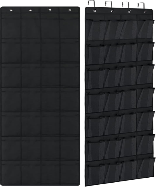IZEYNO Over the Door Shoe Rack, 28 Large Mesh Pockets Hanging Shoe Organizer for Closet Black