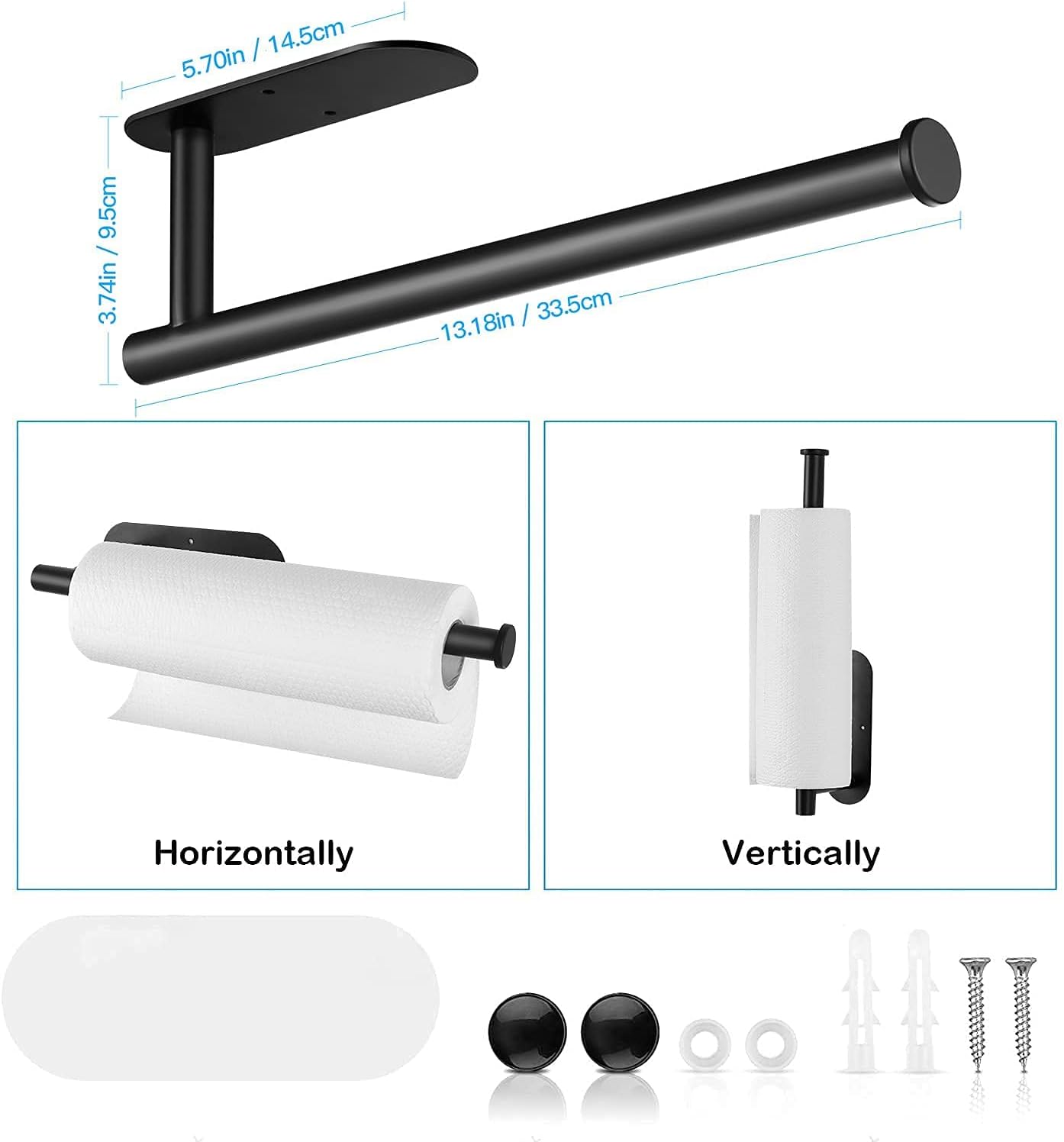 IZEYNO Paper Towel Holder Under Cabinet Wall Mount for Kitchen, Both Available in Adhesive and Screws