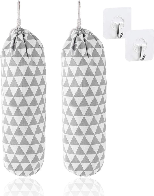 IZEYNO Plastic Bag Holder Set of 2, Reusable Grocery Bag Holder, Wall Mount Shopping Bags Storage Dispenser for Home Kitchen, 22x9", Triangle Gray