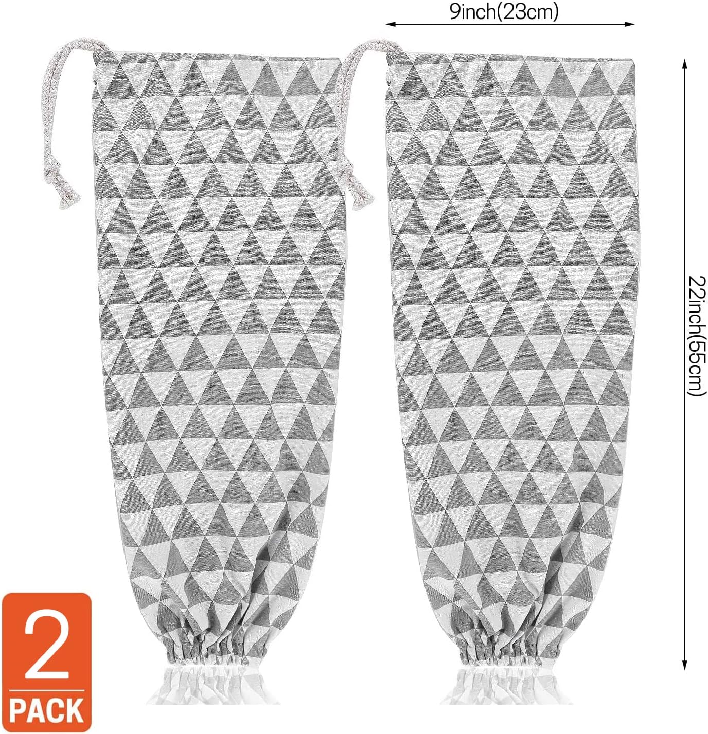 IZEYNO Plastic Bag Holder Set of 2, Reusable Grocery Bag Holder, Wall Mount Shopping Bags Storage Dispenser for Home Kitchen, 22x9", Triangle Gray