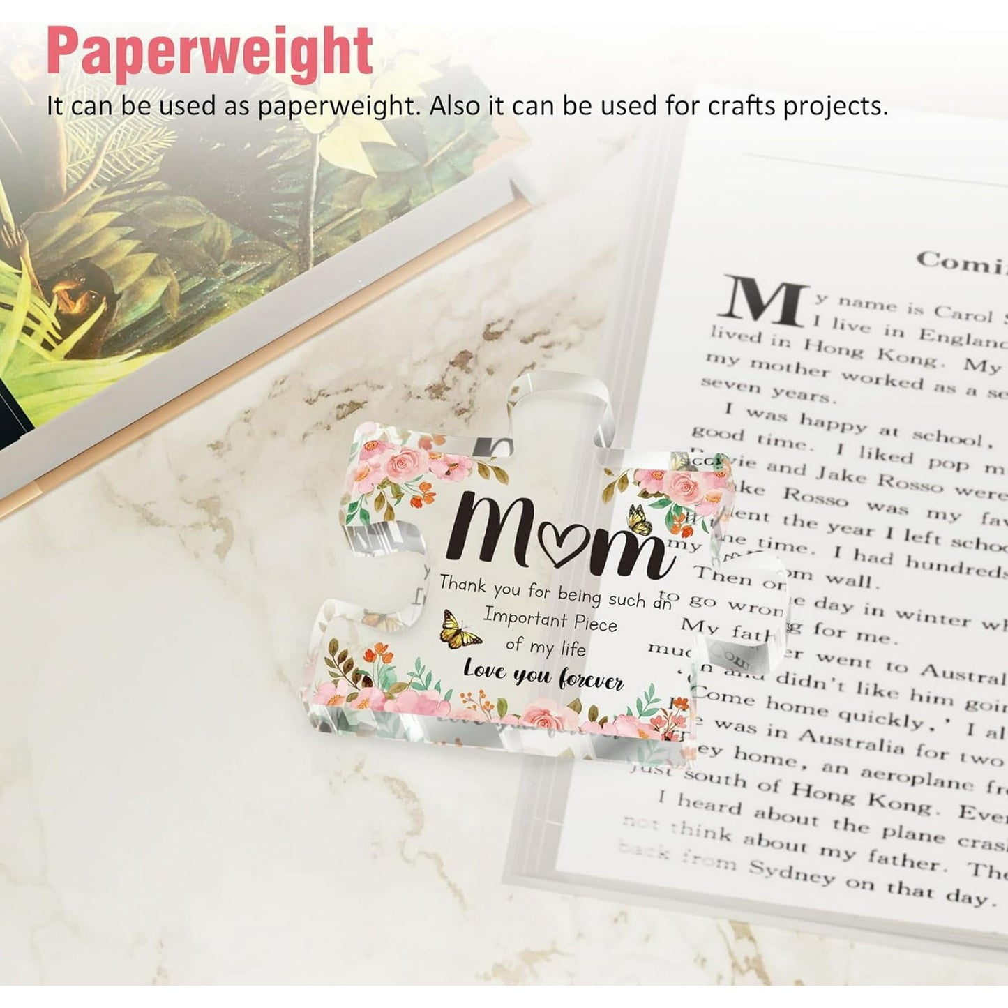 IZEYNO Gifts for Mom, Mom Birthday Gifts from Daughter Son, Engraved Acrylic Puzzle-Shaped Plaque Desk Decorations Present for Mothers Day, 3.9 x 3.3 inch