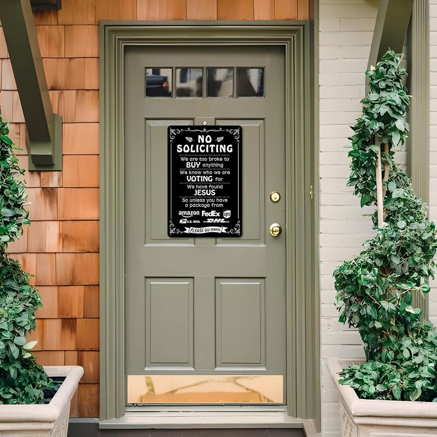IZEYNO Humorous No Soliciting Sign for Front Door, 8 x 12 Inch Metal Sign for House